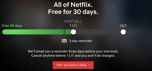 Effective call-to-action button on Netflix's landing page