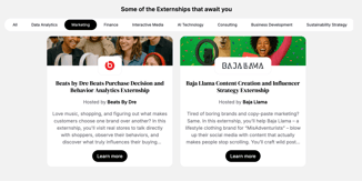 a screenshot showcasing information about extern’s beatsbydre and baja llama marketing externships