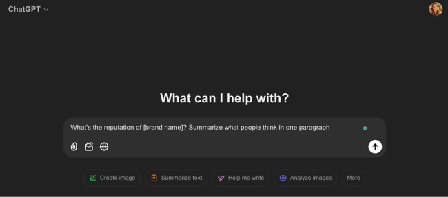 chatgpt analyzing a brands reputation