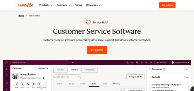 Customer success in SaaS tool: Interface of HubSpot Customer Service Software