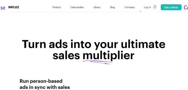 Homepage of Influ2 advertising management software