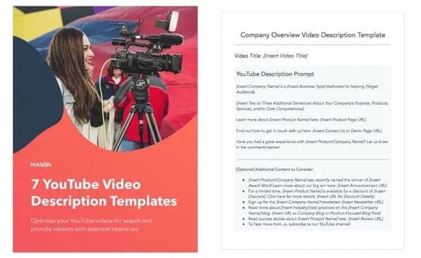 YouTube video description templates