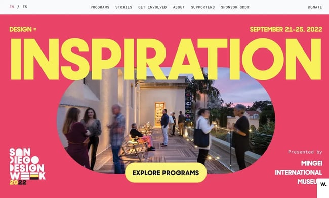 website color themes, San Diego Design Week