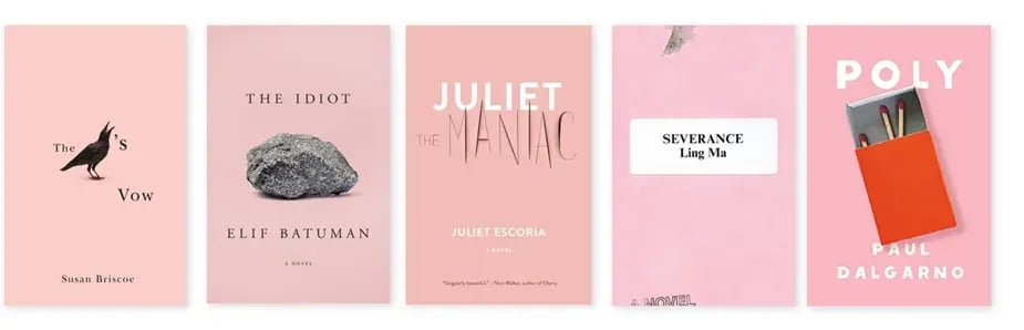 Screenshot demonstrating the use of millennial pink cover designs in contemporary fiction titles