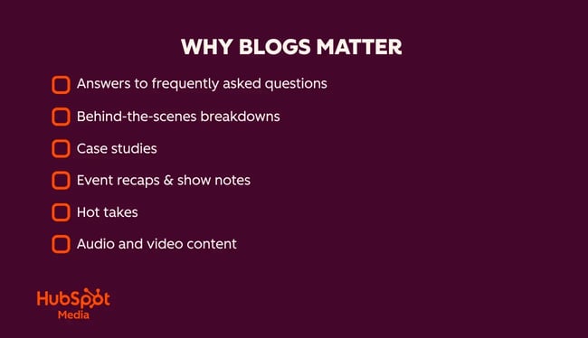 infographic of different types of content can be on a blog