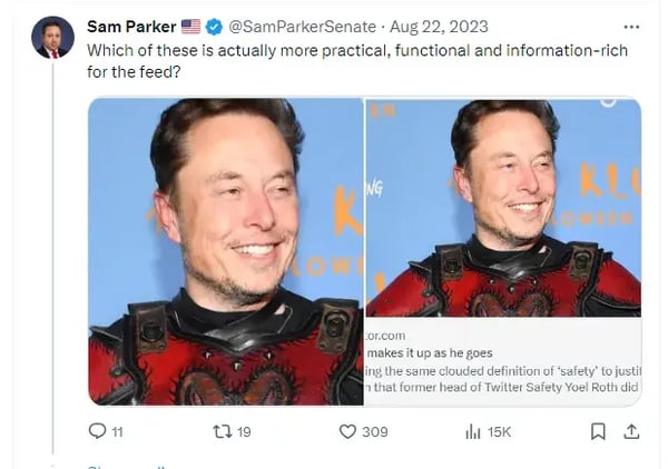 Sam Parkers thoughts about the new headline format on X