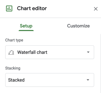 Waterfall chart editor in Excel.