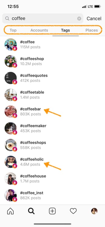 instagram marketing hashtags coffee