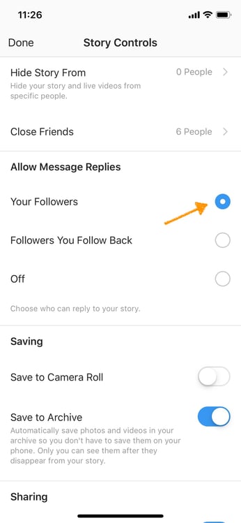 instagram marketing settings story