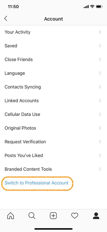 instagram marketing settings switch to business profile