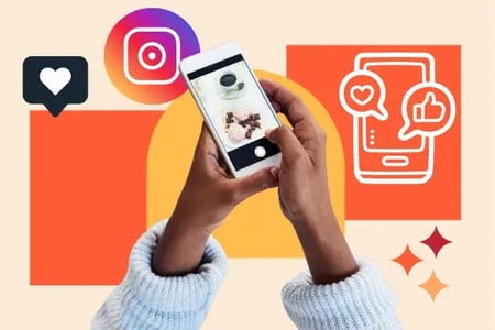 Instagram AI tools with hands on a smartphone