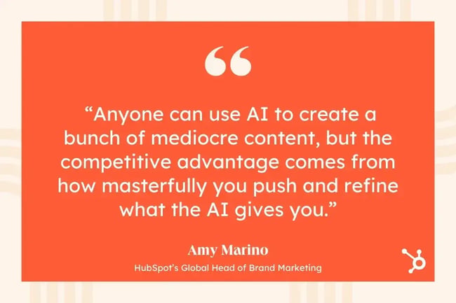 instagram ai tools �� Amy Marino HubSpot Global Head of Brand ����Vlog quote about AI workflow experimentation and refining outputs