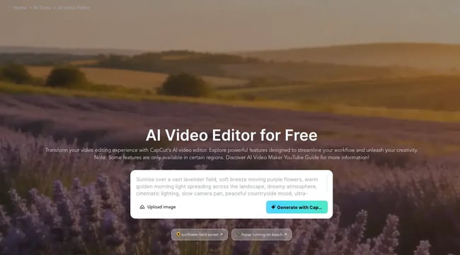 Instagram ai tools �� CapCut AI video editor interface showing auto-caption and Reels editing features