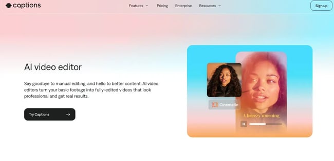 instagram ai tools �� Captions AI video editor interface showing auto-caption and AI editing features for Instagram Reels