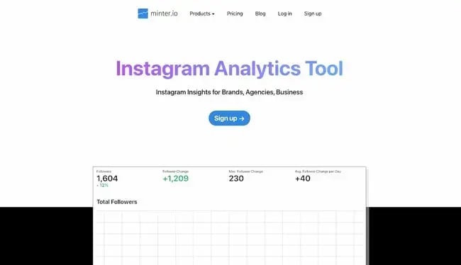 Instagram API example: Minter.io Instagram analytics tool