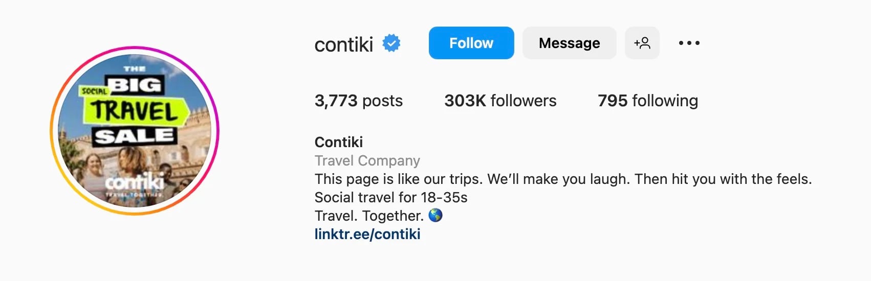 Good Instagram bio ideas for travel, contiki