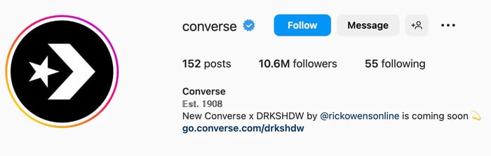 Simple Instagram bio ideas for apparel, converse