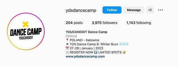 Creative Instagram bio ideas, dance camp