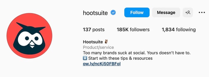 Instagram bio ideas for SaaS businesses, hootsuite