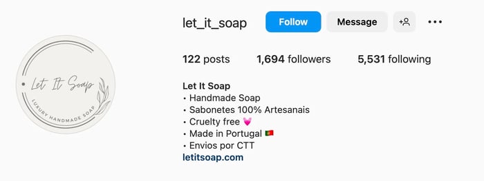 Good Instagram bio ideas for DYI shops, let it soap