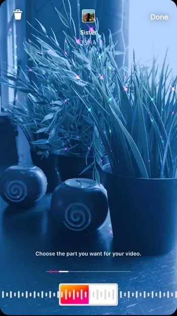 Choose the Instagram reel song or sound segment to add to Reel