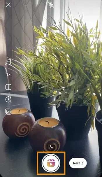Begin recording a video or adding pre-saved clips