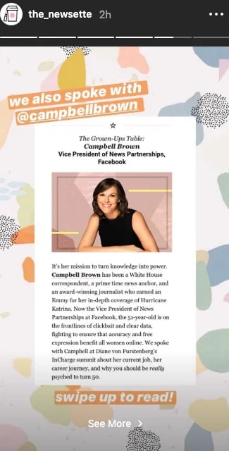 The Newsette blog post swipe up