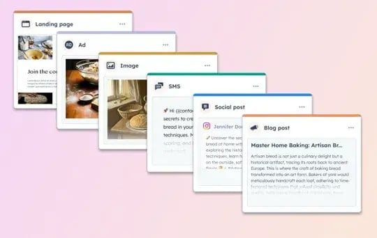 instagram ai tools �� HubSpot Content Remix tool showing blog post being repurposed into Instagram content