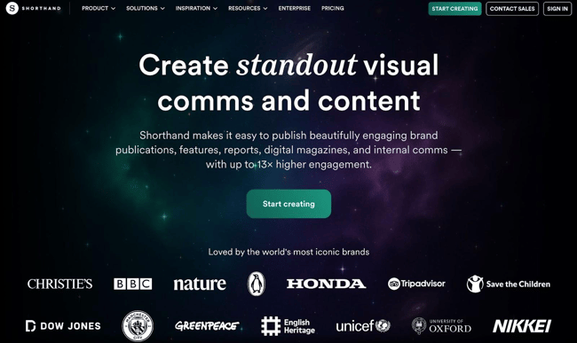interactive content tools, the shorthand homepage
