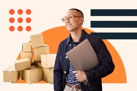 man uses an inventory list to keep track of boxes 
