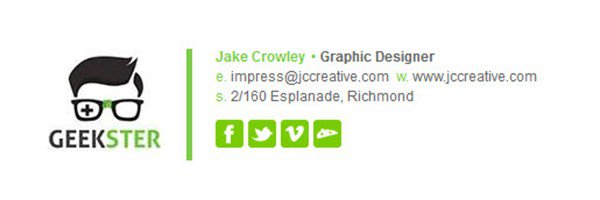 Exemplo de assinatura de e-mail profissional, por Jake Crowley