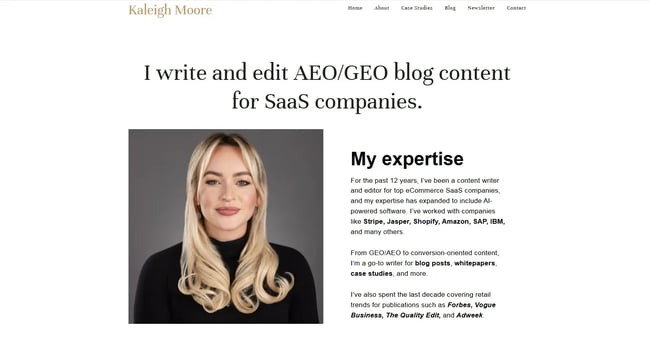 kaleigh moore freelancer website design