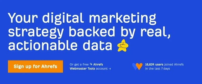 Ahrefs, a SEO keyword research tool, showing digital marketing data tools for SEO, content marketing, competitor research, PPC, and social media marketing.