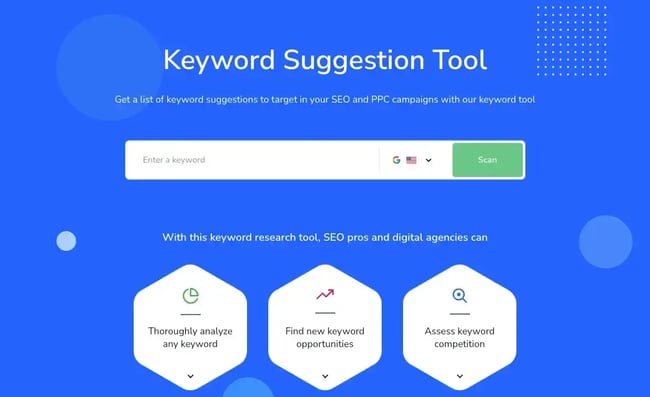 SE Ranking keyword suggestion tool homepage for finding SEO and PPC keyword ideas.