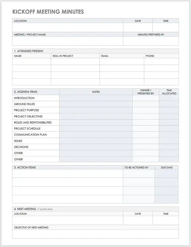 kick off meeting minutes