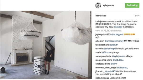 casper d2c brands marketing kylie jenner instagram