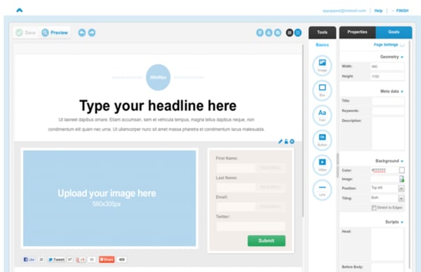 lander landing page builder