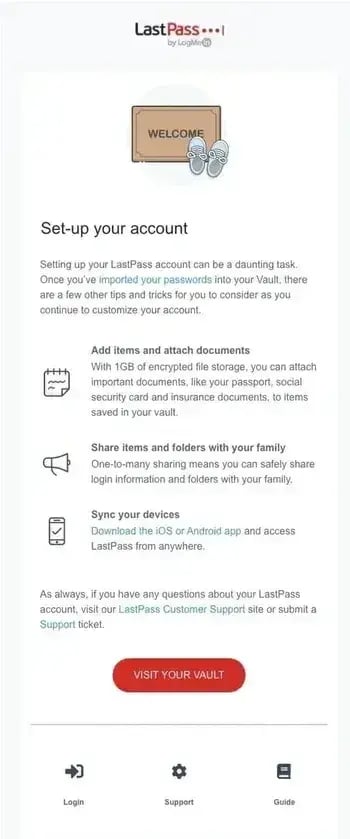 lastpass onboarding email example