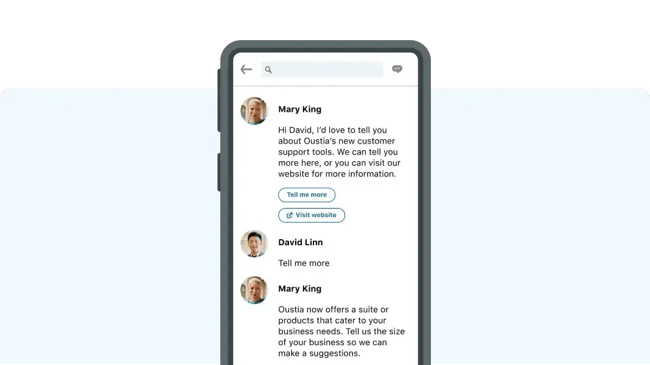lead gen tool image from linkedin lead gen forms showing a conversation with a prospect
