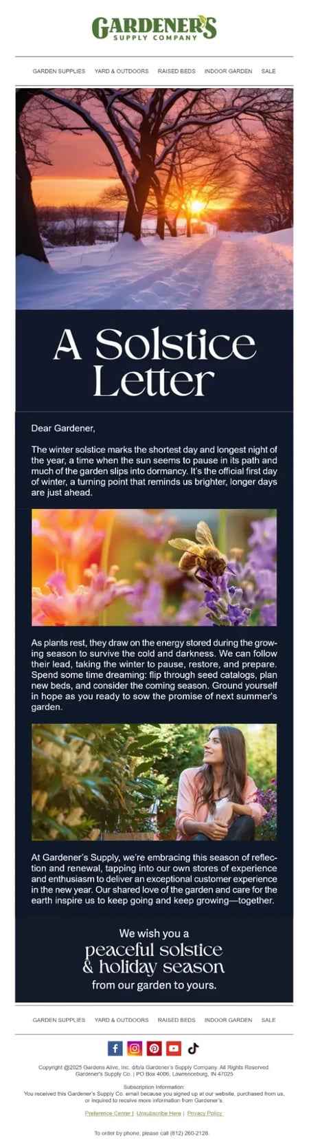lead nurture email example from gardener��s supply company