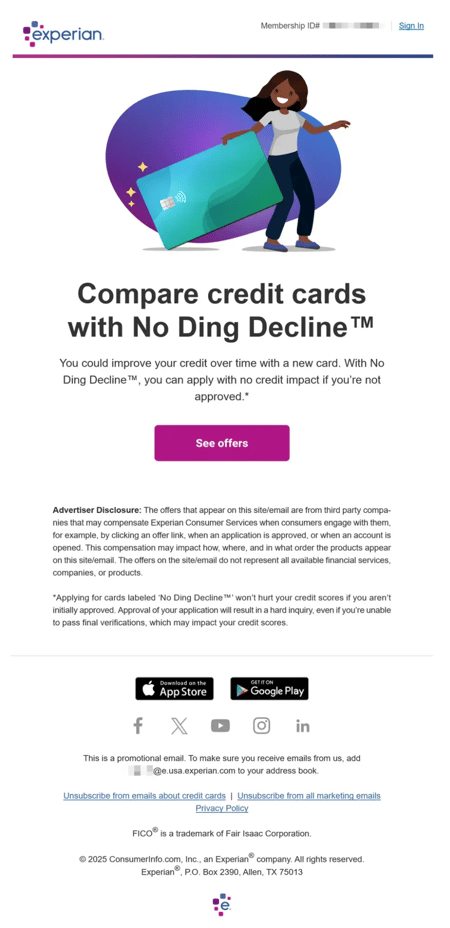lead nurturing email example from experian