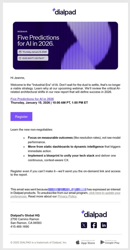 lead nurturing email example, dailpad