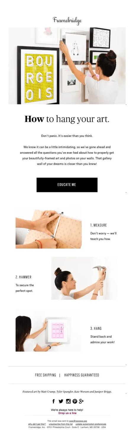 lead nurturing email from framebridge