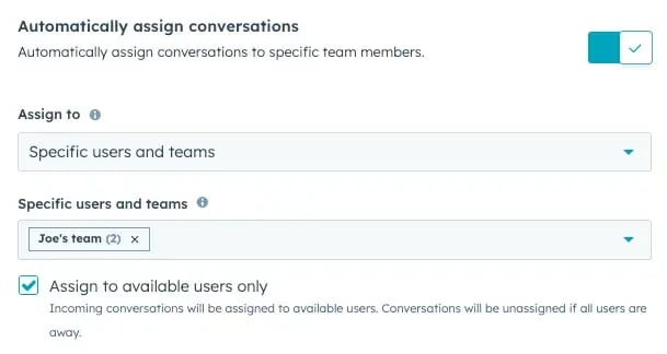 image from 51Թϡs Service Hub, which shows how you can automatically route D2C support conversations to specific users and teams 