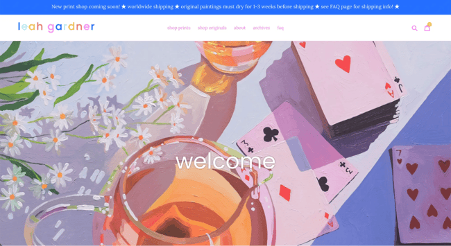 artist website example, leah gardner