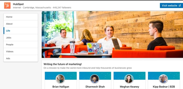 An example of company culture on LinkedIn.