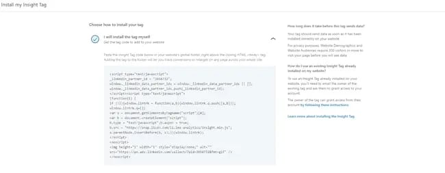 How to install the linkedin insight tag on your website: step 5 decide how to install the tag