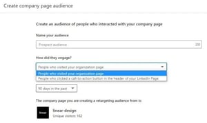 Create company page audience for LinkedIn retargeting