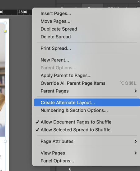 Liquid Layout: on the right side of the screen, the create alternate layout tab is selected. 