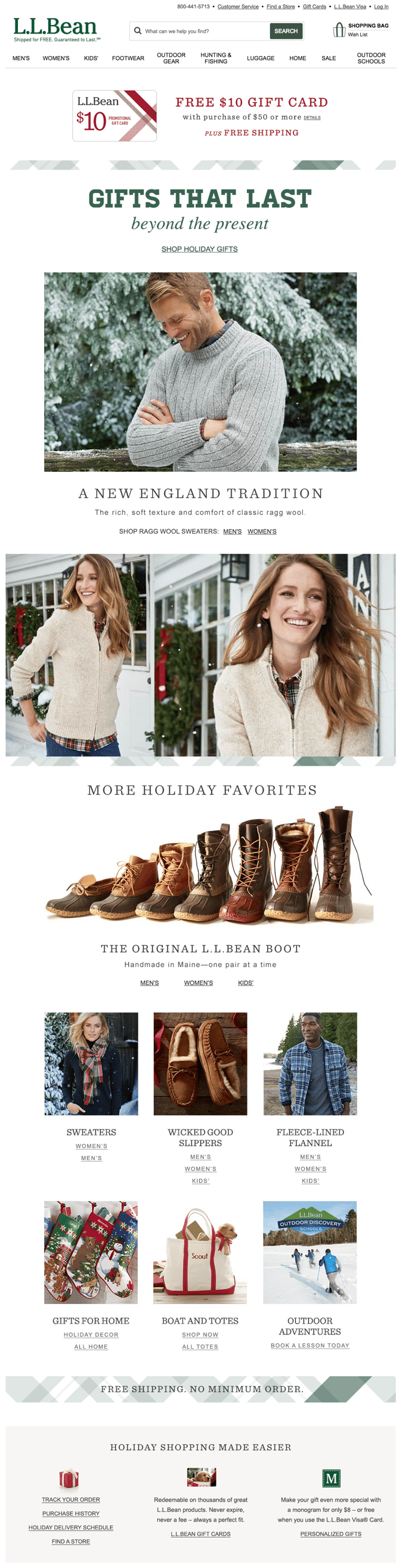 llbean holiday homepage